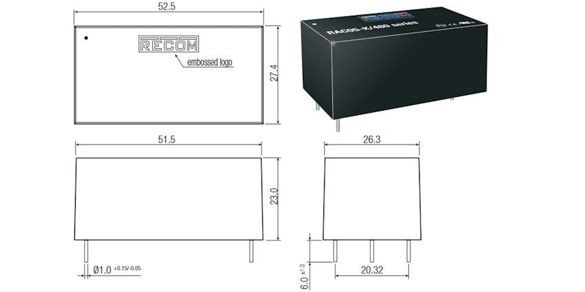 Fig 3: The RECOM RAC05-K/480 rated to 528VAC input with OVC III rating